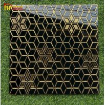 GẠCH TRANG TRÍ 30X30 SẮC MÀU ĐEN KHẮC KIM VÀNG HỌA TIẾT HÌNH THOI NHỎ ĐAN XEN NHẬP KHẨU CAO CẤP 