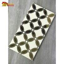 GẠCH TRANG TRÍ 30X60 MÀU TRẮNG HỌA TIẾT BÔNG 4 CÁNH NHỦ VÀNG TRÁNG GƯƠNG NHẬP KHẨU CAO CẤP