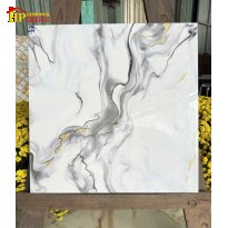 GẠCH LÁT NỀN 60X60 SẮC MÀU TRẮNG KẾT HỢP DẢI VÂN XÁM KHÓI VÀ VÀNG NGŨ KIM VÂN ĐÁ DÒNG CHẢY NHẬP KHẨU
