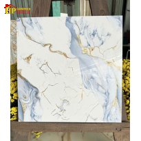GẠCH LÁT NỀN 60X60 SẮC MÀU TRẮNG ĐAN XEN DẢI VÂN XANH KHÓI ĐIỂM XUYẾT SẮC VÀNG KIM NHẬP KHẨU CAO CẤP