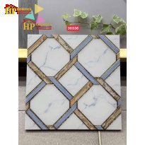 GẠCH TRANG TRÍ 30X30 SẮC MÀU TRẮNG VÂN KHÓI HỌA TIẾT HÌNH THOI ĐAN XEN KHẮC KIM NHẬP KHẨU CAO CẤP