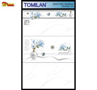 GẠCH ỐP TƯỜNG 30X60 SẮC MÀU TRẮNG VÂN KHÓI ĐIỂM BÌNH BÔNG CẮM NHÁNH HOA MỘC LAN XANH DƯƠNG CAO CẤP GIÁ RẺ