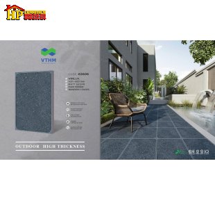 GẠCH LÁT SÂN 42X60 SẮC MÀU XÁM ĐEN HỌA TIẾT HẠT TERAZZO MỜ CAO CẤP GIÁ RẺ