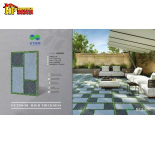 GẠCH LÁT SÂN VƯỜN 42X60 SẮC MÀU XÁM ĐẬM LỢT GIẢ ĐÁ VIỀN CỎ ĐỘC LẠ CAO CẤP GIÁ RẺ