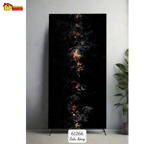 GẠCH LÁT NỀN 60X120 TONE ĐEN HUYỀN BÍ KẾT HỢP HOA VĂN VÀNG ĐỒNG CAM VÀ XANH RÊU CUỘN TRÀO ĐỘC ĐÁO NHẬP KHẨU CAO CẤP