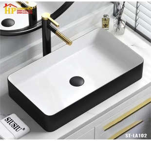 LAVABO ĐẶT BÀN TRẮNG ĐEN LA-102 CAO CẤP GIÁ RẺ