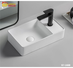 LAVABO ĐẶT BÀN CHỮ NHẬT TRẮNG NHỎ LA60 CAO CẤP GIÁ RẺ