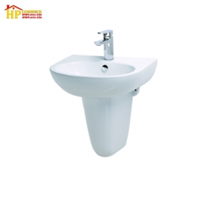CHẬU LAVABO TREO TƯỜNG CHÂN NGẮN CAESAR L2152 + P2443 CHÍNH HÃNG