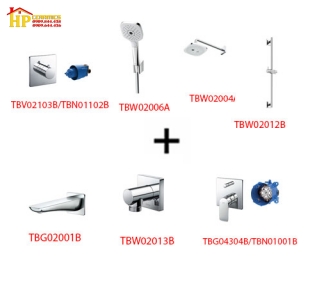 SEN TẮM ÂM TƯỜNG TOTO TBG04304B KÈM 7 MÓN CHÍNH HÃNG 