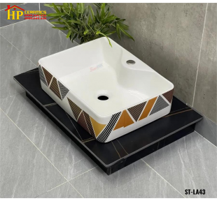 LAVABO ĐẶT BÀN CHỮ NHẬT HOA VĂN TAM GIÁC LA43 CAO CẤP GIÁ RẺ