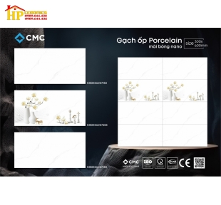 GACH 30X60 ĐÁ NANO TRẮNG KHÓI ĐIỂM BÔNG VÀNG