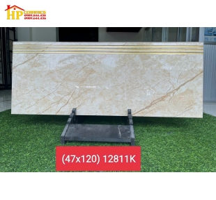 GẠCH CẦU THANG 47X120 VÂN ĐÁ KEM VÀNG CHẠY RẢNH 12811K NHẬP KHẨU CAO CẤP