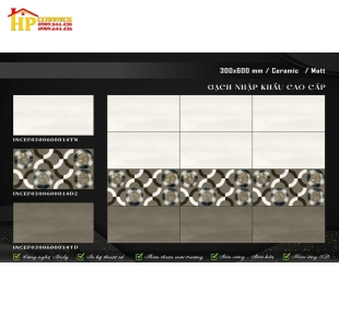 GẠCH 30X60 VÂN ĐÁ XÁM  ĐIỂM CARO HIỆU ỨNG 3D