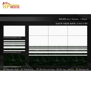 GẠCH 30X60 VÂN ĐÁ ĐEN TRẮNG ĐIỂM SỌC