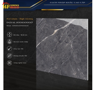 GẠCH 100X100 VÂN ĐÁ XÁM ĐẬM 017 CAO CẤP