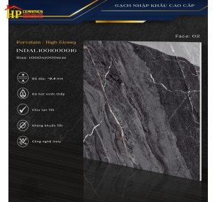 GẠCH 100X100 VÂN ĐÁ XÁM ĐẬM SIÊU BÓNG 016 CAO CẤP