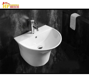 LAVABO LIỀN KHỐI TRẮNG SỨ TRÒN LB24