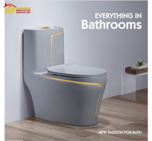 BÀN CẦU KHỐI MÀU XÁM CHỈ VÀNG C019