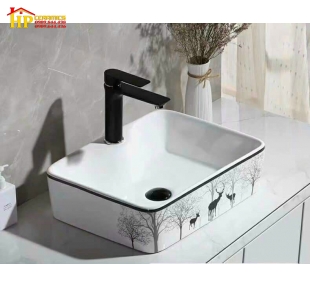 LAVABO SỨ TRẮNG HOA VĂN IN LB05-06