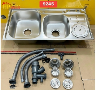 CHẬU RỬA CHÉN 2 HỘC 1 CÁNH CÓ HỘC RÁC 9245