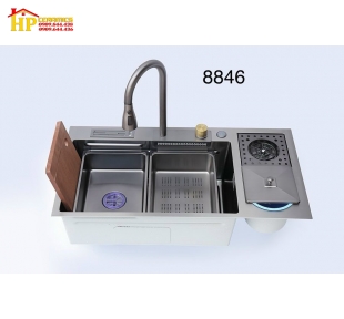 CHẬU RỬA CHÉN 1 HỘC 1 CÁCH ĐỂ RÁC VÀ ĐỒ RỬA LY 8846