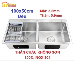 CHẬU RỬA CHÉN 2 HỘC ĐỀU 10050 KHÔNG SƠN