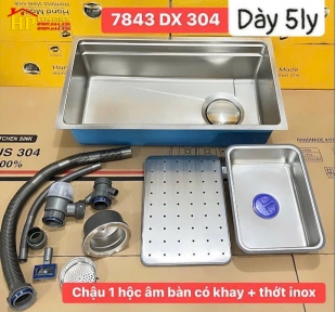 CHẬU RỬA CHÉN 7843 1 HỘC DÀY 