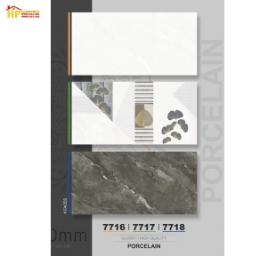 GẠCH ỐP TƯỜNG 40X80 VÂN ĐÁ XÁM ĐẬM LỢT ĐIỂM HOA VĂN SIÊU BÓNG 7716