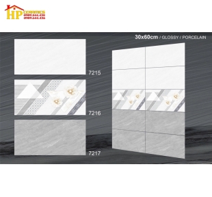 GẠCH ỐP TƯỜNG 30X60 VÂN ĐÁ XÁM ĐẬM LỢT ĐIỂM BÔNG 7215