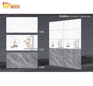 GẠCH ỐP TƯỜNG 30X60 VÂN ĐÁ MARBLE XÁM ĐẬM LỢT 7206
