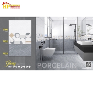 GẠCH ỐP TƯỜNG 30X60 VÂN ĐÁ XÁM SIÊU BÓNG 7103
