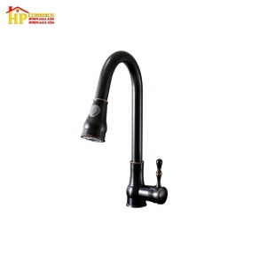 VÒI RỬA CHÉN DÂY RÚT NL ĐỒNG THAU ĐEN RC-09B