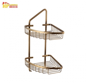 KỆ GÓC 2 TẦNG ĐỒNG THAU CỔ ĐIỂN