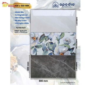 GẠCH ỐP TƯỜNG 40X80 SIÊU BÓNG MÀU XÁM VÂN ĐÁ MARBLE 