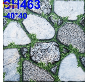GẠCH SÂN VƯỜN 40X40 SỎI XÁM VIỀN CỎ GIÁ RẺ