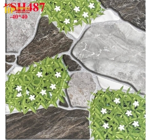 GẠCH SÂN VƯỜN 40X40 SỎI NÂU CỎ XANH BÔNG GIÁ RẺ