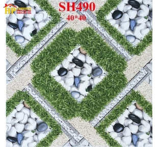 GẠCH SÂN VƯỜN 40X40 SỎI TRẮNG ĐEN CỎ NĂM Ô GIÁ RẺ