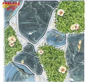 GẠCH SÂN VƯỜN 40X40 SỎI XANH CỎ BÔNG VÀNG GIÁ RẺ