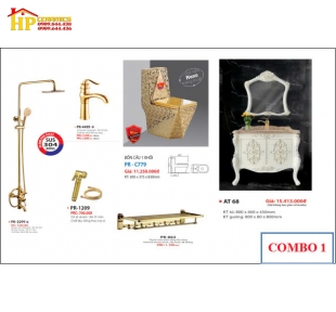 COMBO 6 MÓN THIẾT BỊ VỆ SINH MÀU VÀNG CAO CẤP GIÁ RẺ