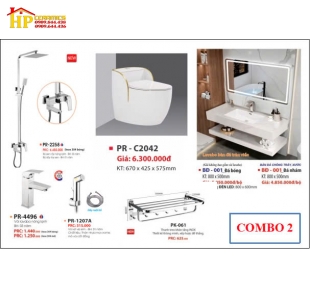 COMBO 6 MÓN THIẾT BỊ VỆ SINH C2042 CAO CẤP GIÁ RẺ