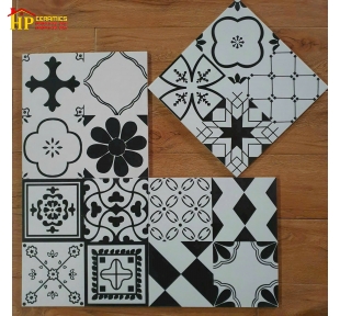 GẠCH ỐP LÁT 30X30 TRANG TRÍ BÔNG CỔ ĐIỂN TRẮNG ĐEN CAO CẤP GIÁ RẺ