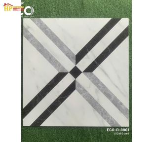 GẠCH LÁT NỀN 80X80 TRANG TRÍ TRẮNG ĐEN CHÉO 8801 CAO CẤP GIÁ RẺ