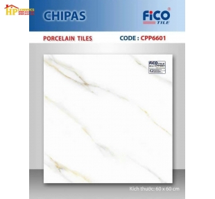 GẠCH LÁT NỀN 60X60 TRẮNG VÂN KHÓI VÀNG 6601 CAO CẤP GIÁ RẺ