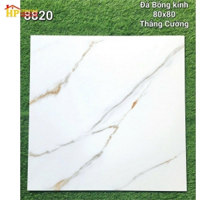 GẠCH LÁT NỀN 80X80 TRẮNG VÂN KHÓI VÀNG 8820 CAO CẤP GIÁ RẺ