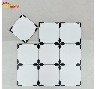 GẠCH LÁT NỀN 20X20 TRẮNG ĐIỂM BÔNG 4 GÓC CỔ ĐIỂN CAO CẤP GIÁ RẺ
