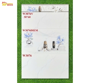 GẠCH ỐP TƯỜNG 30X60 TRẮNG VÂN KHÓI ĐIỂM BÔNG XANH 3076 CAO CẤP GIÁ RẺ