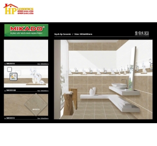 GẠCH ỐP TƯỜNG 30X60 VÂN ĐÁ VÀNG NÂU ĐẬM LỢT ĐIỂM BÌNH BÔNG HOA TRẮNG 39518 CAO CẤP GIÁ RẺ