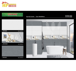 GẠCH ỐP TƯỜNG 30X60 VÂN ĐÁ XÁM ĐẬM LỢT ĐIỂM BÔNG LÚA 39526 CAO CẤP GIÁ RẺ