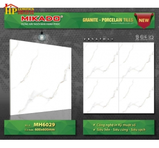 GẠCH LÁT NỀN 60X60 TRẮNG VÂN KHÓI VÀNG 6029 CAO CẤP GIÁ RẺ
