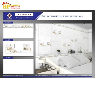 GẠCH ỐP TƯỜNG 30X60 TRẮNG TRƠN ĐIỂM BÔNG TRẮNG CHỈ VÀNG 3600 CAO CẤP GIÁ RẺ